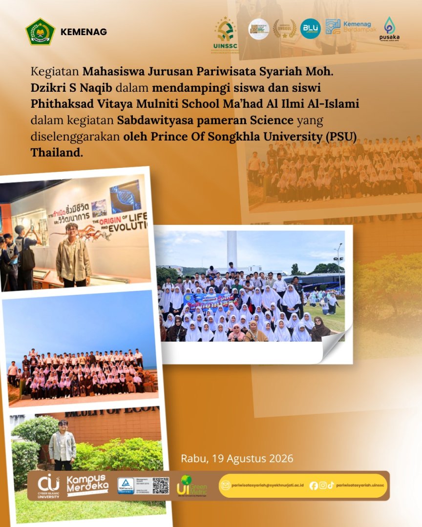 Mahasiswa Pariwisata Syariah Dampingi Siswa Phithaksad Vitaya Mulniti School dalam Pameran Science di PSU Thailand
