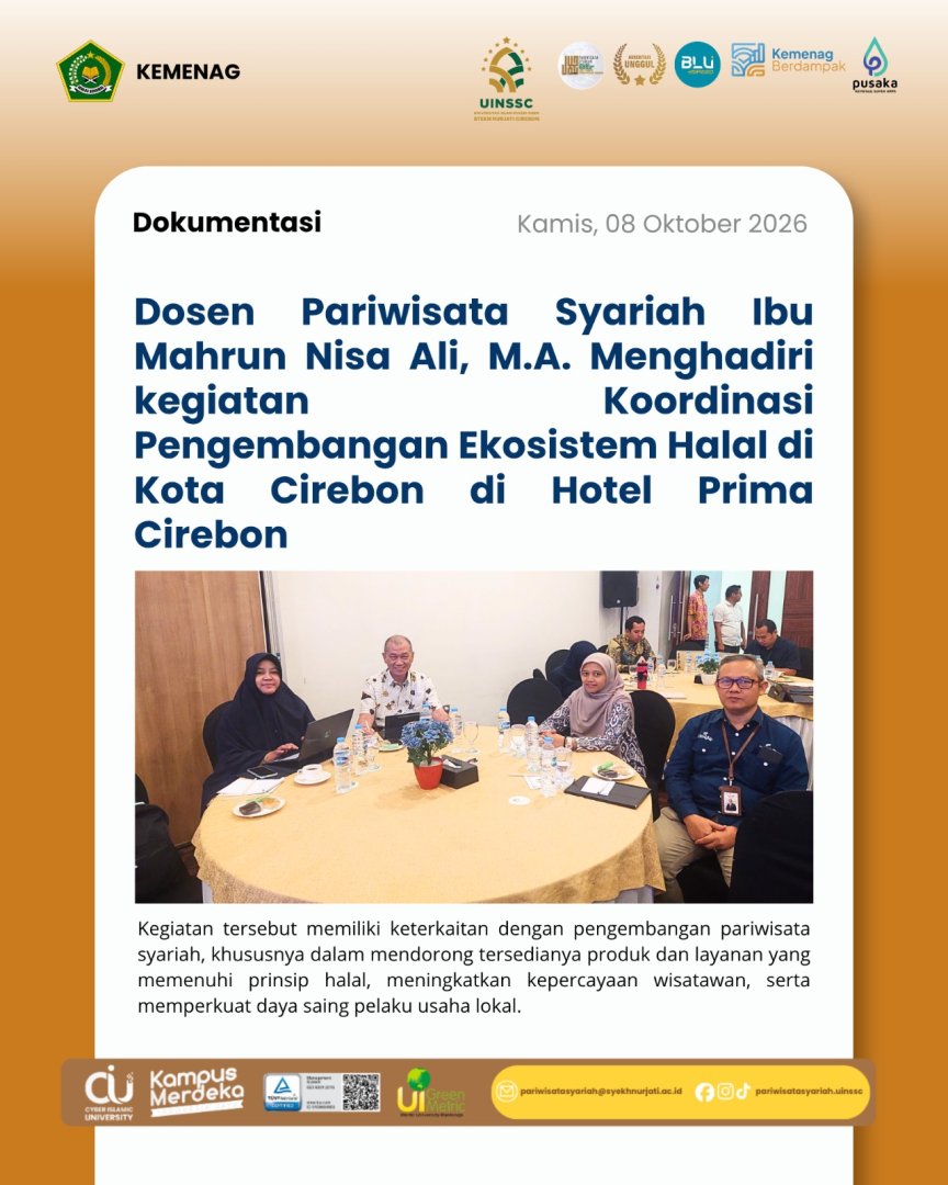Dosen Pariwisata Syariah UIN Siber Syekh Nurjati Cirebon Hadiri Koordinasi Pengembangan Ekosistem Halal di Kota Cirebon